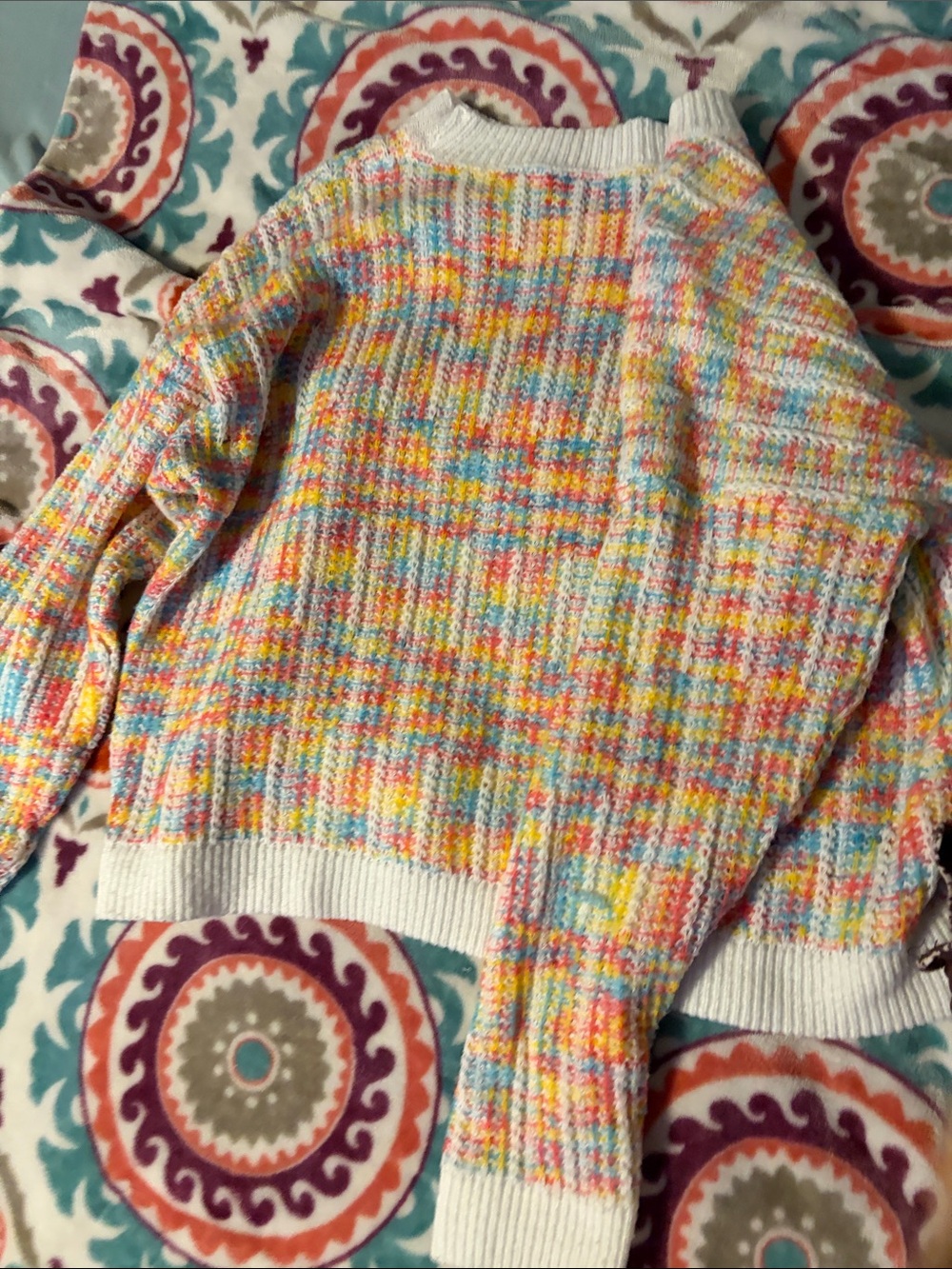 Multicolor Pastel Knit Sweater - Women's Crewneck